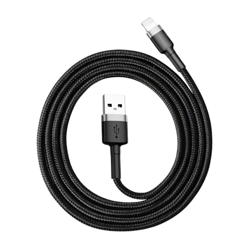 Καλώδιο Σύνδεσης USB 2.0 Baseus Cafule USB A σε Lightning 12W 2.4A 1m Μαύρο-Γκρι