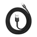 Καλώδιο Σύνδεσης USB 2.0 Baseus Cafule USB A σε Lightning 12W 2.4A 1m Μαύρο-Γκρι