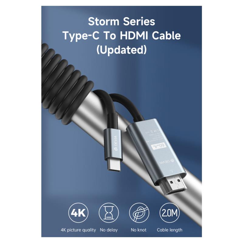 Καλώδιο HDMI σε USB C Devia EC084 (Updated) 2m Storm Μαύρο