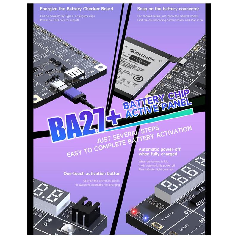 Πλακέτα Mechanic BA27 Plus για Έλεγχο Τάσης - Φόρτιση - Εκκίνηση Μπαταριών για Συσκευές Apple έως 17 Series, Samsung, Xiaomi & Huawei