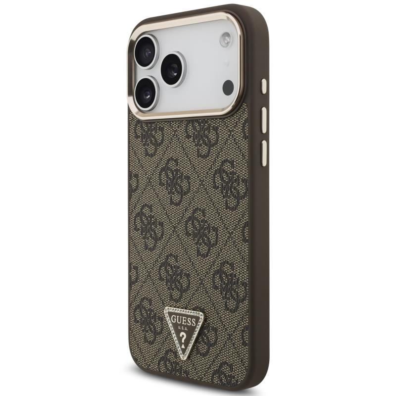 Θήκη PU Guess MagSafe Apple iPhone 18 Pro Max/ 17 Pro Max Leather Diamond Triangle 4G Καφέ