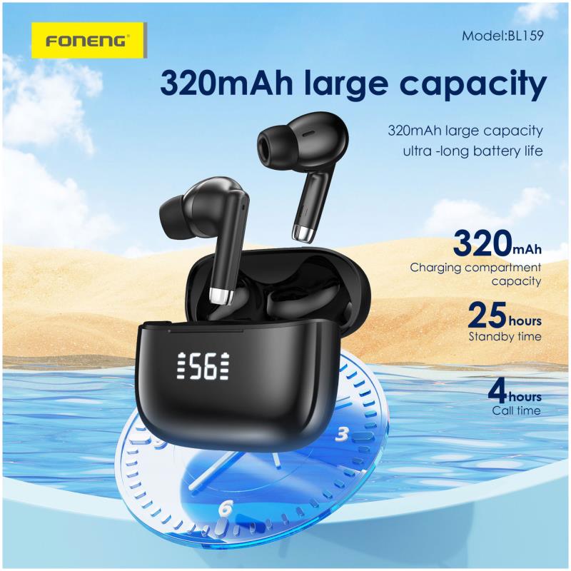 True Wireless Ακουστικά Bluetooth Foneng BL159 με Οθόνη Λευκό
