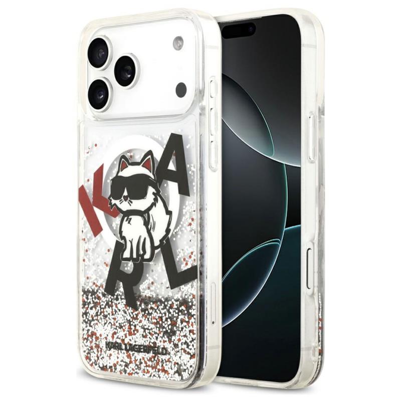 Θήκη Σιλικόνης Karl Lagerfeld Magsafe Apple iPhone 17 Pro Max Liquid Glitter Choupette Διάφανο