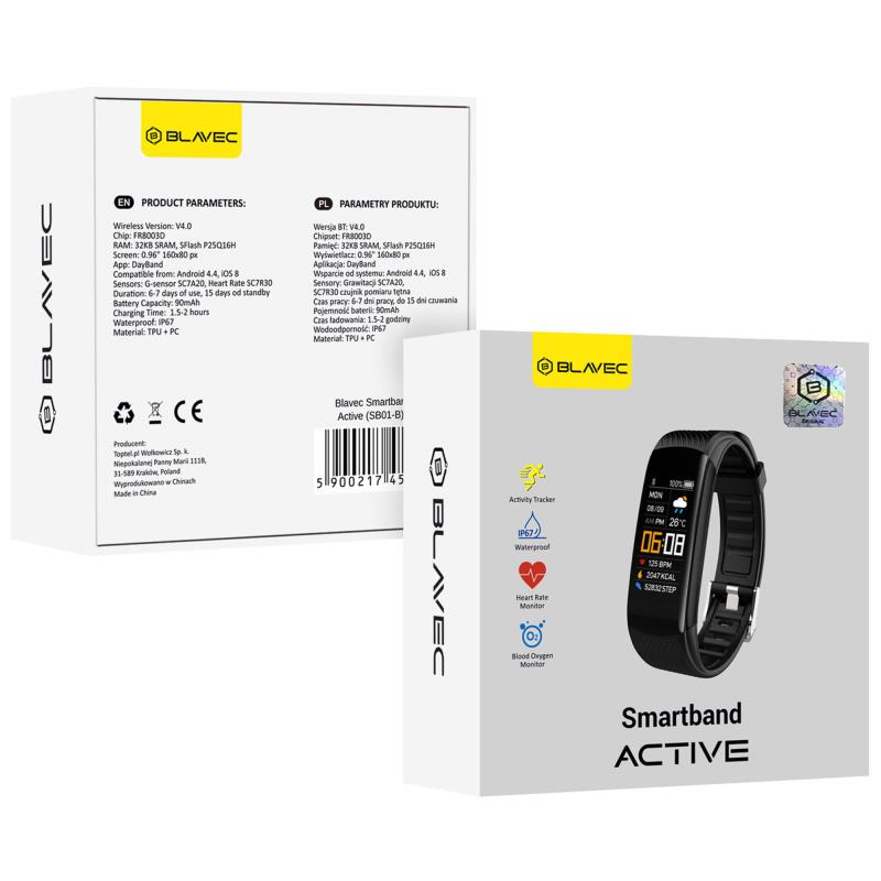 Smartwatch Blavec Smartband Active SB-01 Μαύρο