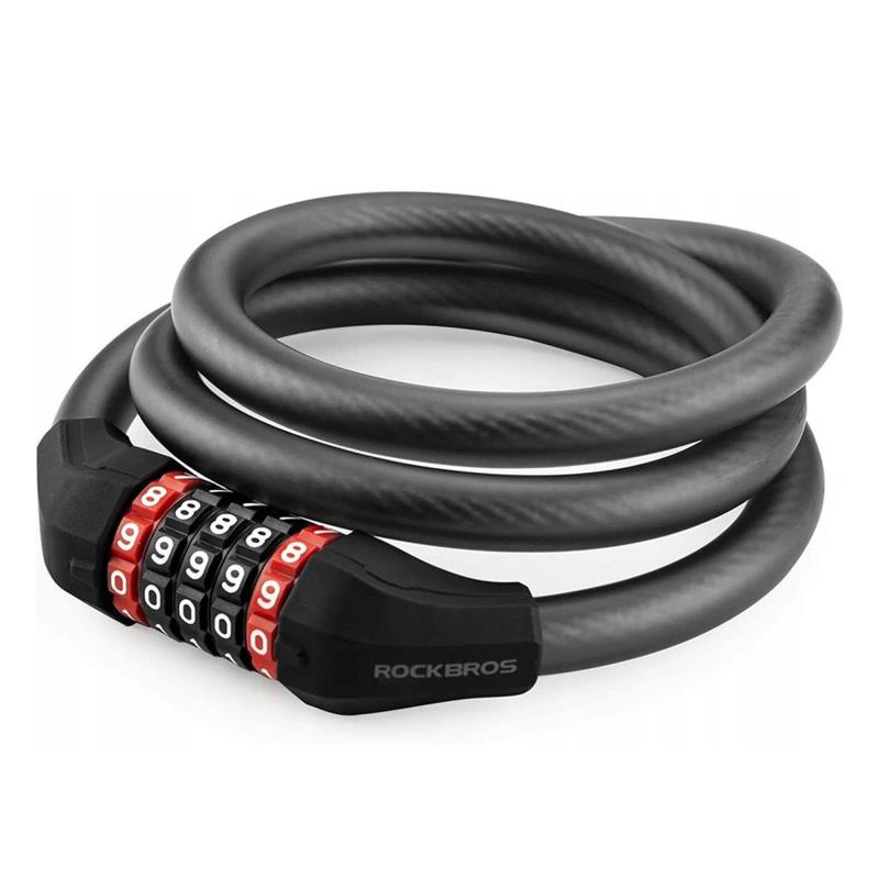Λουκέτο Rockbros RKS507-1BK με Συνδυασμό 1.8m Μαύρο