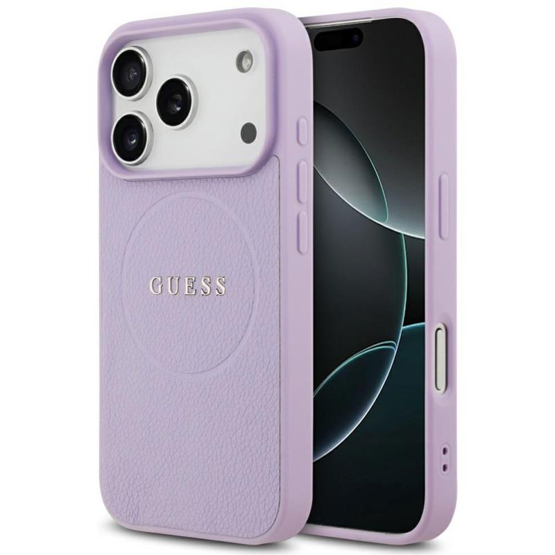 Θήκη PU Guess MagSafe Apple iPhone 18 Pro Max/ 17 Pro Max Grained Gold Ring Μωβ