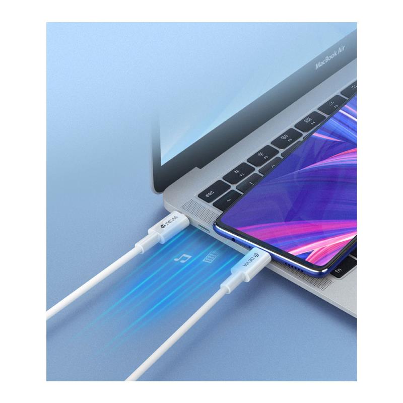Καλώδιο Σύνδεσης USB 2.0 Devia EC042 USB C σε USB C PD 60W 1.2m Smart Λευκό