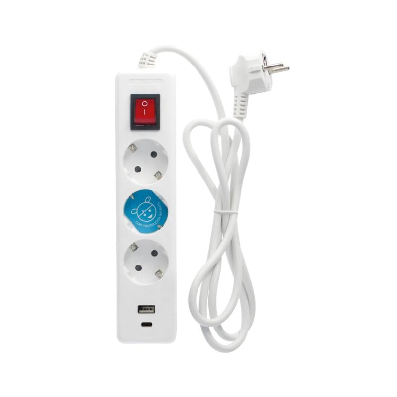 Πολύπριζο GSC 3 Θέσεων με Διακόπτη, Θύρες 1xUSB A, 1xUSB C & Καλώδιο 1.4m (3 x 1.5mm) Λευκό