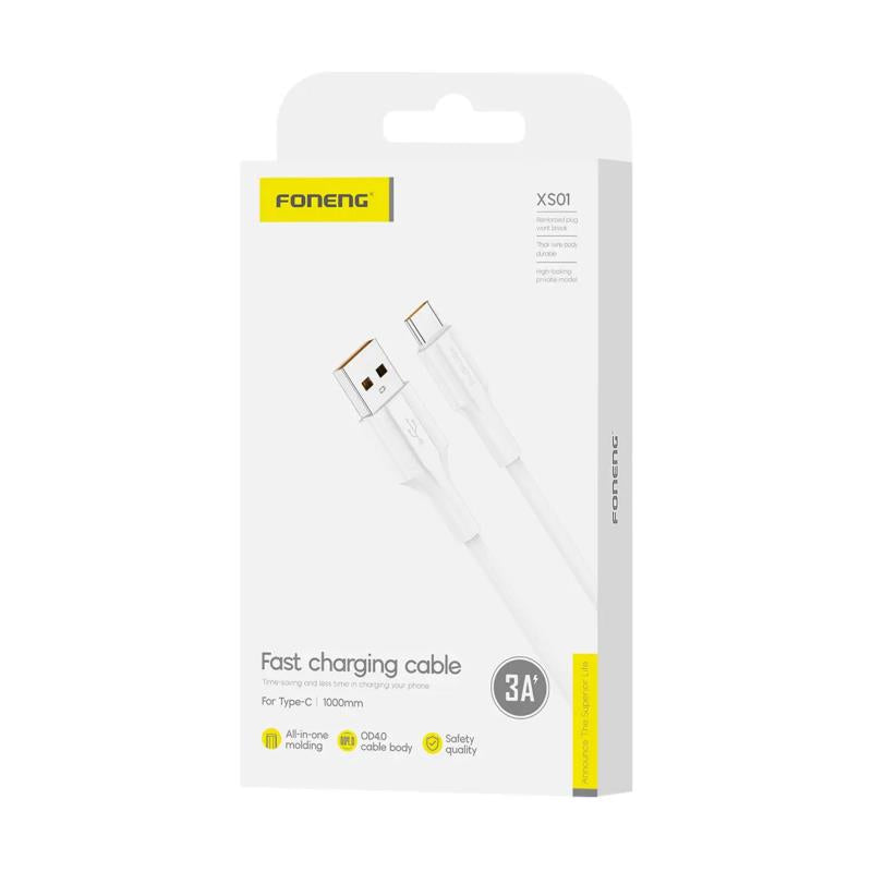 Καλώδιο Σύνδεσης USB 2.0 Foneng XS01 USB A σε USB C 3A 15W 1m Λευκό