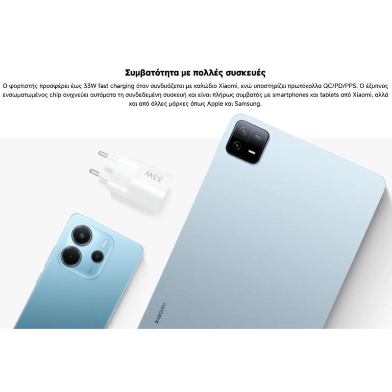Φορτιστής Ταξιδίου Ταχείας Φόρτισης Xiaomi Nano Power Adaptor με Έξοδο USB C 33W Λευκό