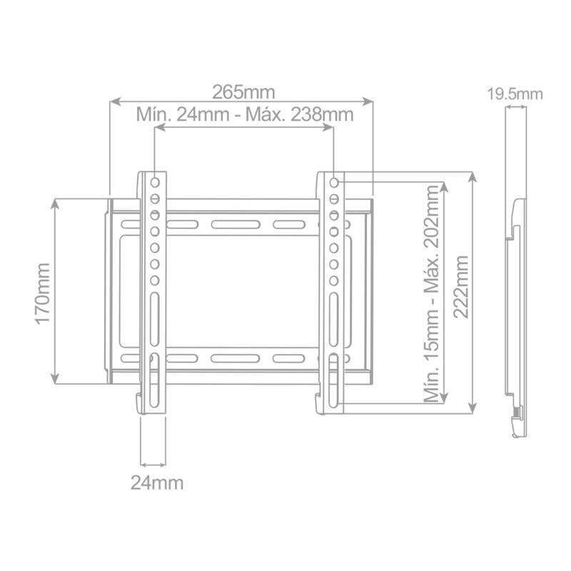 Επιτοίχια Βάση TV Holmios Σταθερή (23" έως 42") Μαύρο