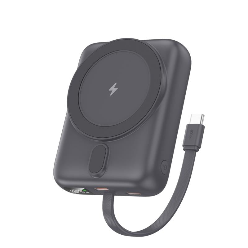 Φορτιστής Ανάγκης Foneng PX121 22.5W 10000mAh Magnetic Wireless με Ενσωματωμένο Καλώδιο Σκούρο Γκρι
