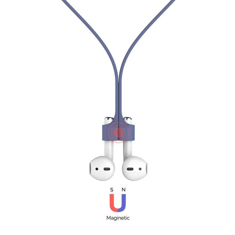 Strap Λαιμού Σιλικόνης AhaStyle PT74 Apple AirPods Magnetic Σκούρο Μπλε