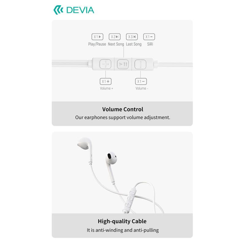 Hands Free Stereo A3 Devia EM109 USB C Kintone Λευκό