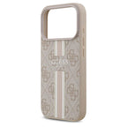 Θήκη PU Guess MagSafe Apple iPhone 17 Pro Hardcase Printed Stripes 4G Ροζ