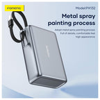 Φορτιστής Ανάγκης Foneng PX132 65W 20000mAh με Έγχρωμη Οθόνη Σκούρο Γκρι