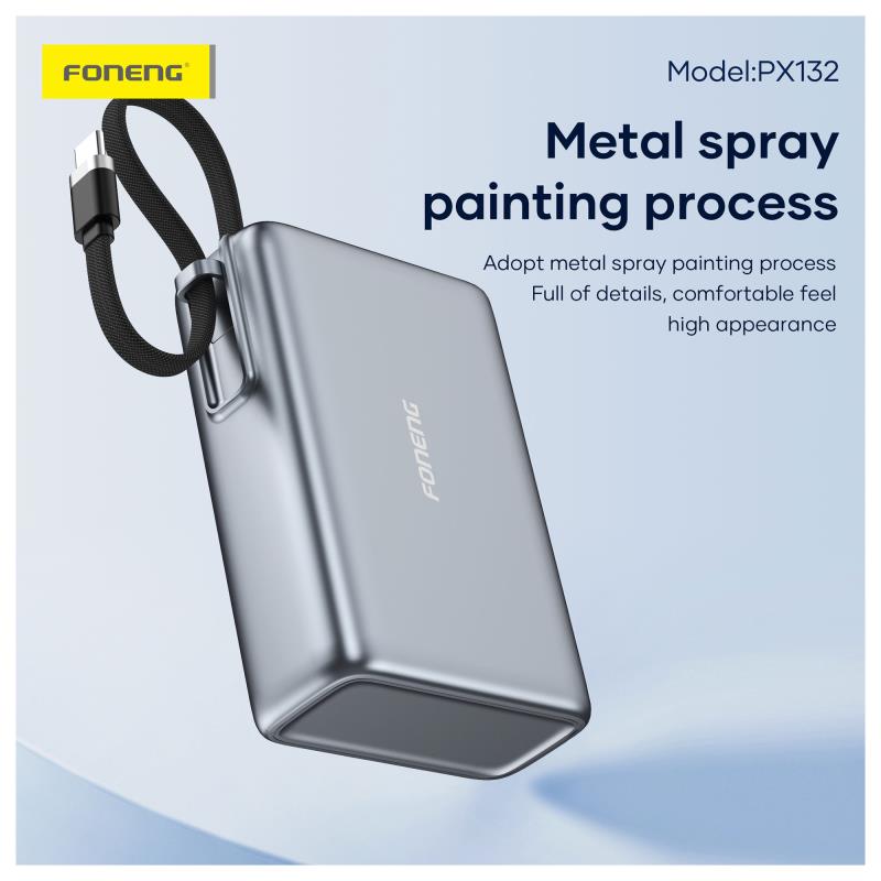 Φορτιστής Ανάγκης Foneng PX132 65W 20000mAh με Έγχρωμη Οθόνη Σκούρο Γκρι