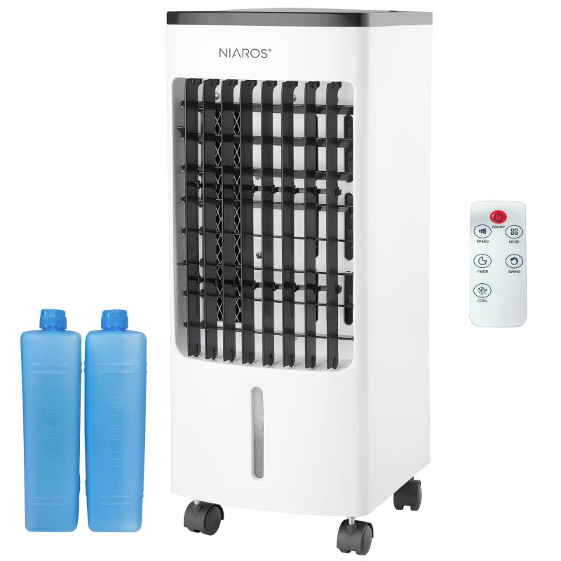 Επιδαπέδιος Ανεμιστήρας Niaros Tatasu Air Cooler 80W με Ψύκτες 4lt & Τηλεχειριστήριο Λευκό