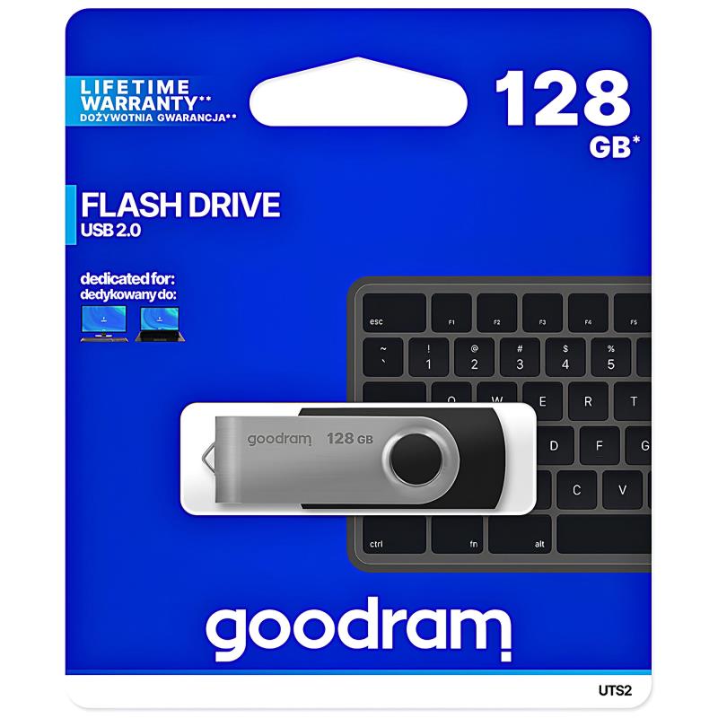 USB 2.0 Flash Disk GoodRam UTS2 USB A 20MB/s 128GB Μαύρο