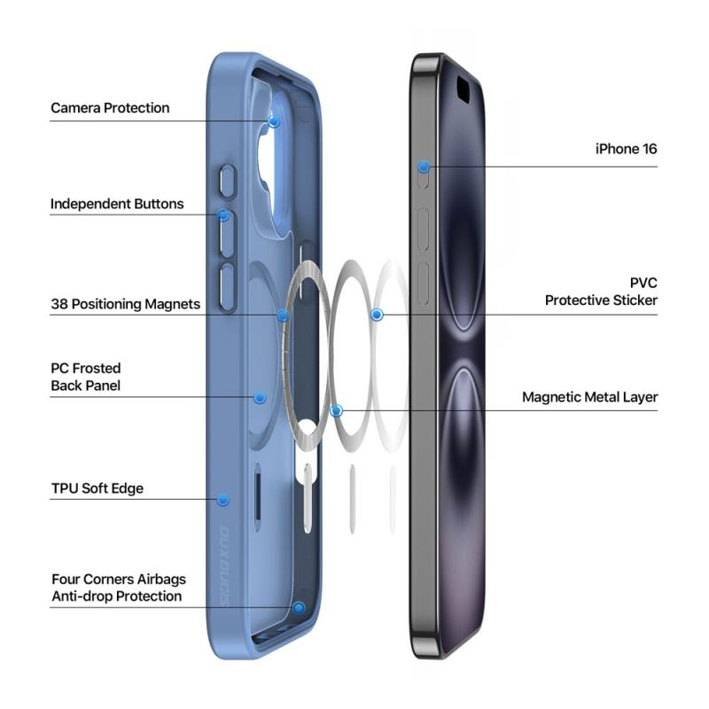 Θήκη TPU & PC Dux Ducis Apple iPhone 16 Plus Magnetic MagSafe Yind Μπλε
