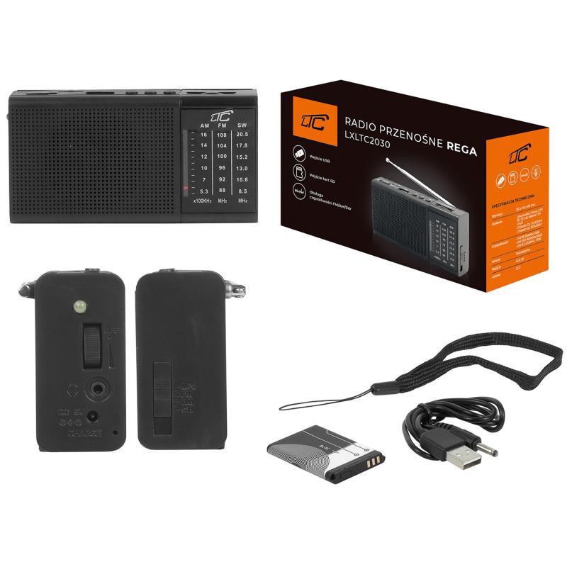 Φορητό Ραδιόφωνο LTC Rega με AM/FM, USB, microSD, AUX & Mini LED Φακό Μαύρο