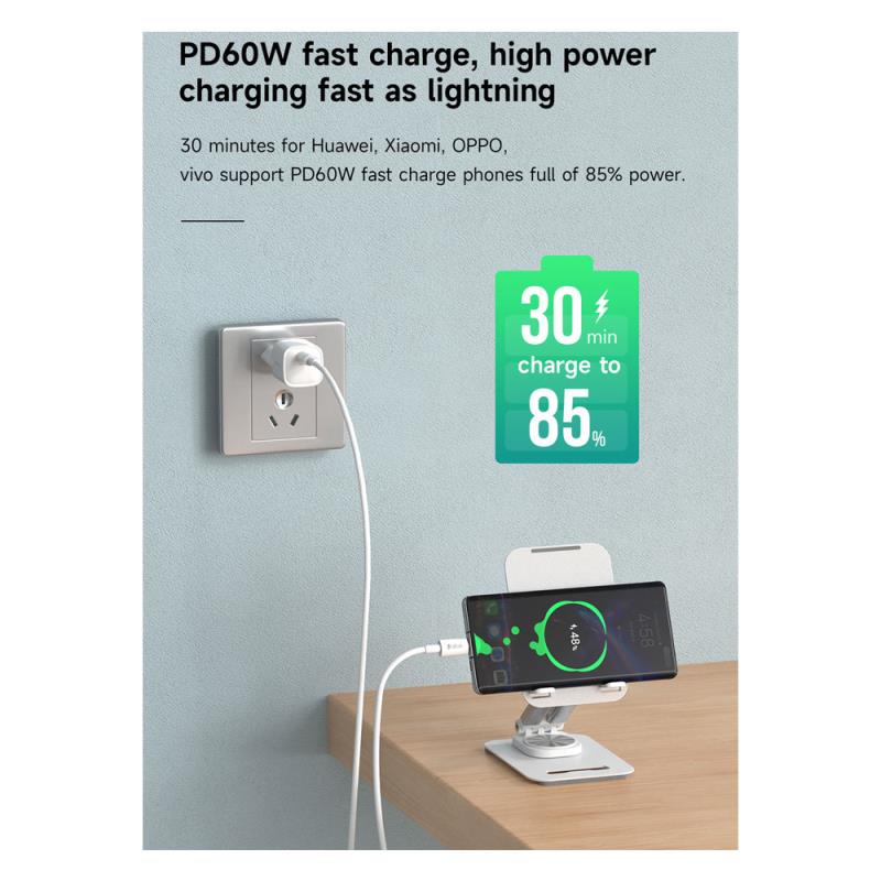 Καλώδιο Σύνδεσης USB 2.0 Devia EC042 USB C σε USB C PD 60W 2m Smart Λευκό