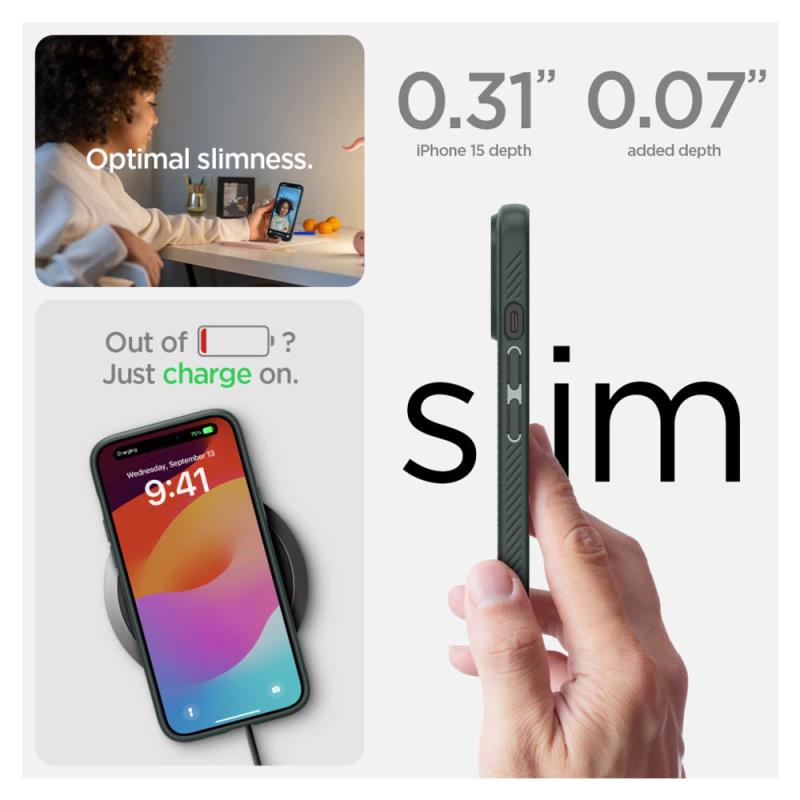 Θήκη Soft TPU Spigen Liquid Air Apple iPhone 15 Pro Πράσινο