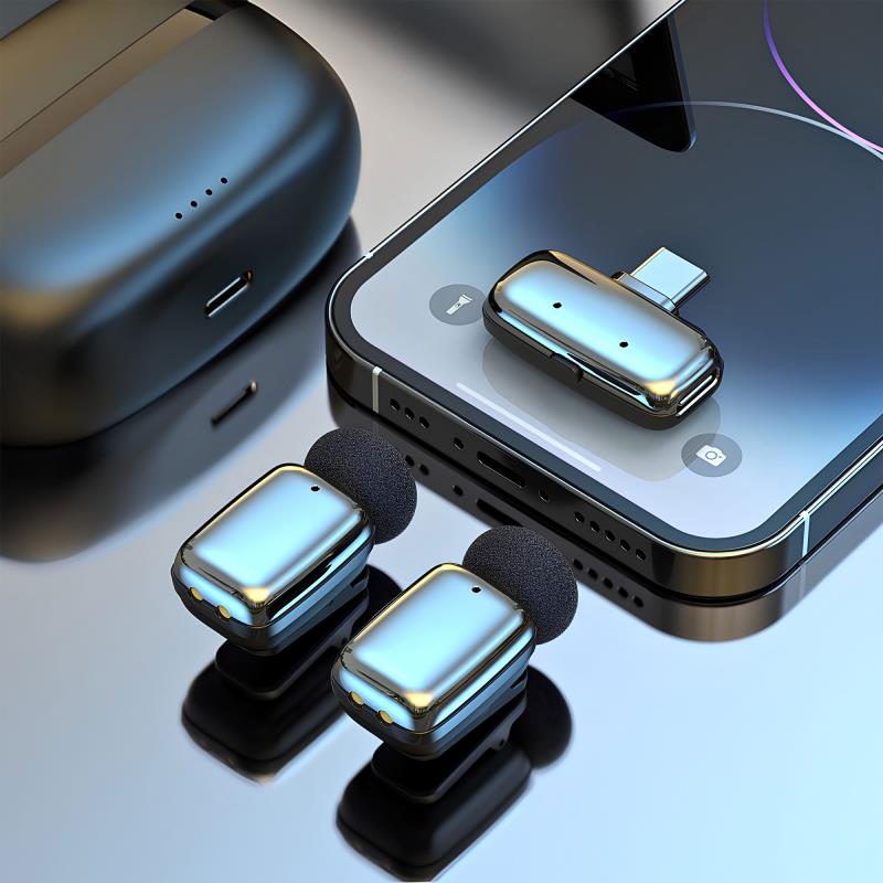 Ασύρματα Μικρόφωνα Blavec MK-03 Lavalier ClipGo USB C Ασημί