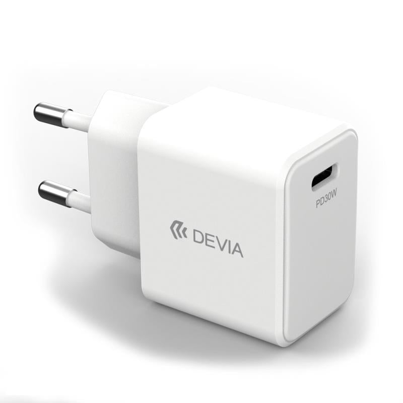Φορτιστής Ταξιδίου Ταχείας Φόρτισης Devia EA455 με Έξοδο USB C GaN PD 30W GRS Λευκό