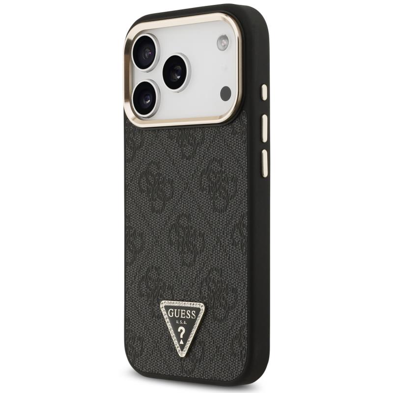 Θήκη PU Guess MagSafe Apple iPhone 18 Pro/ 17 Pro Leather Diamond Triangle 4G Μαύρο