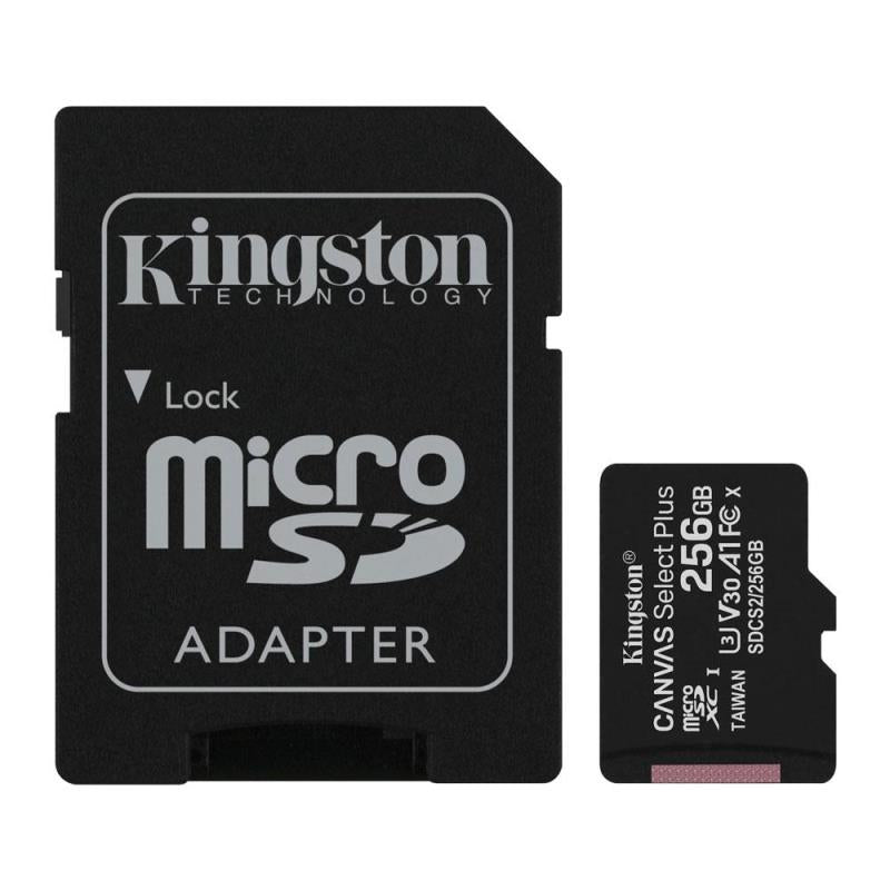 Κάρτα μνήμης Micro SDXC C10 UHS-I U3 Kingston Canvas Select Plus 100MB/s 256GB + 1 ADP