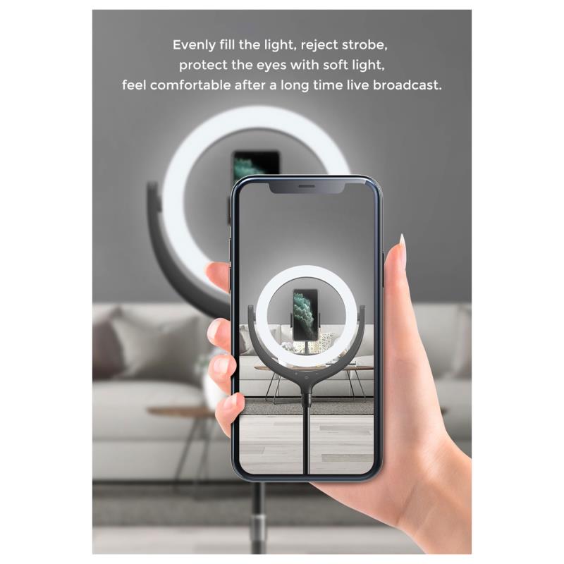 Επιδαπέδιο Τρίποδο Live Streaming με LED Ring Light Devia ES055 (12", 1.7m) Μαύρο