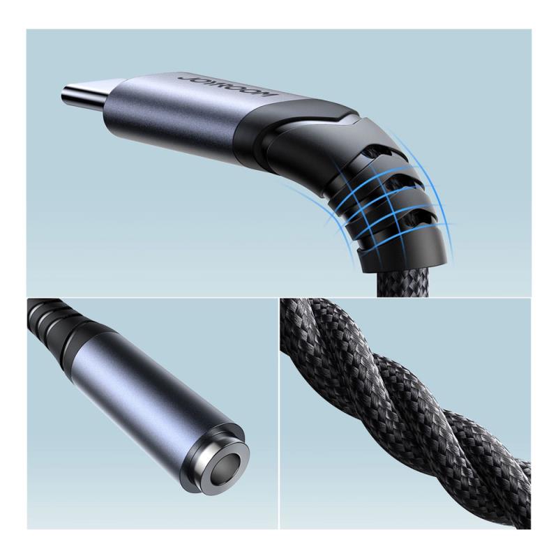 Αντάπτορας Joyroom Braided DAC SY-01 USB C Αρσενικό σε 3.5mm Θηλυκό Μαύρο