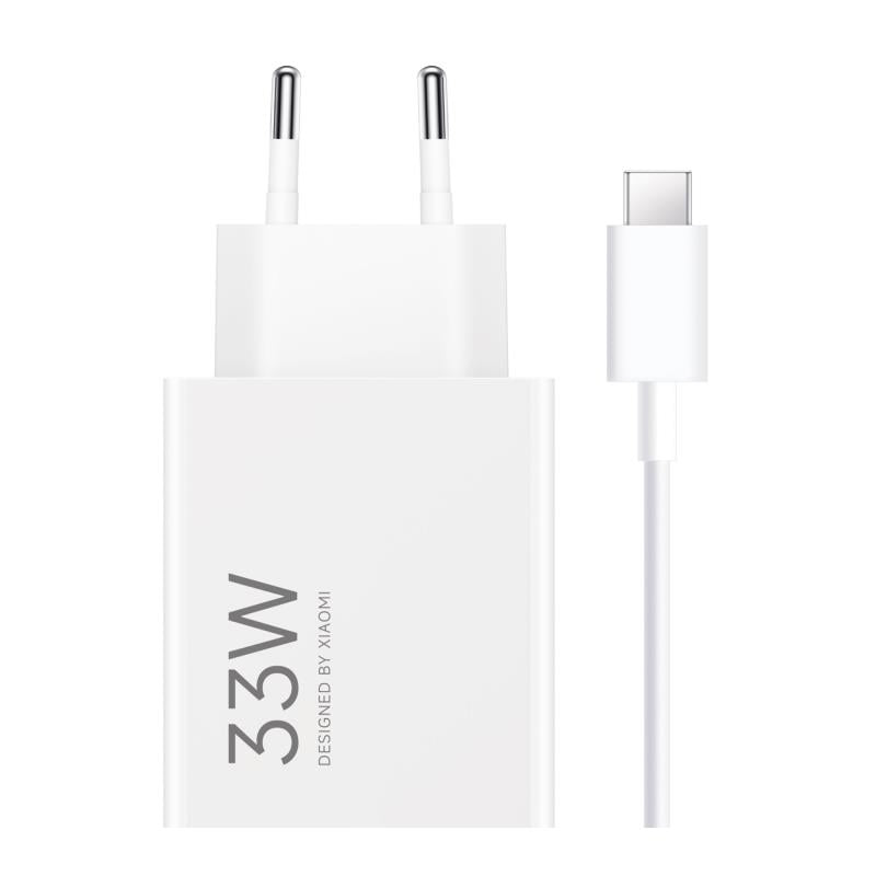 Φορτιστής Ταξιδίου Ταχείας Φόρτισης Xiaomi Combo με Έξοδο USB A 33W & Καλώδιο USB C 1m Λευκό