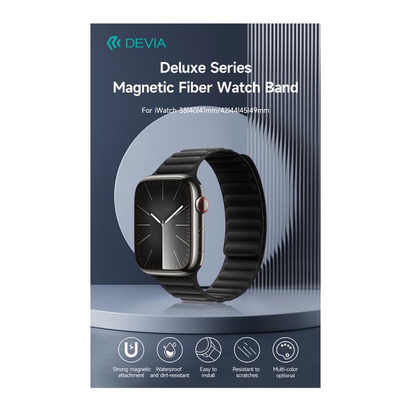 Λουράκι Devia Fiber Magnet Apple Watch (44/ 45/ 46/ 49mm) Deluxe Ανοιχτό Καφέ
