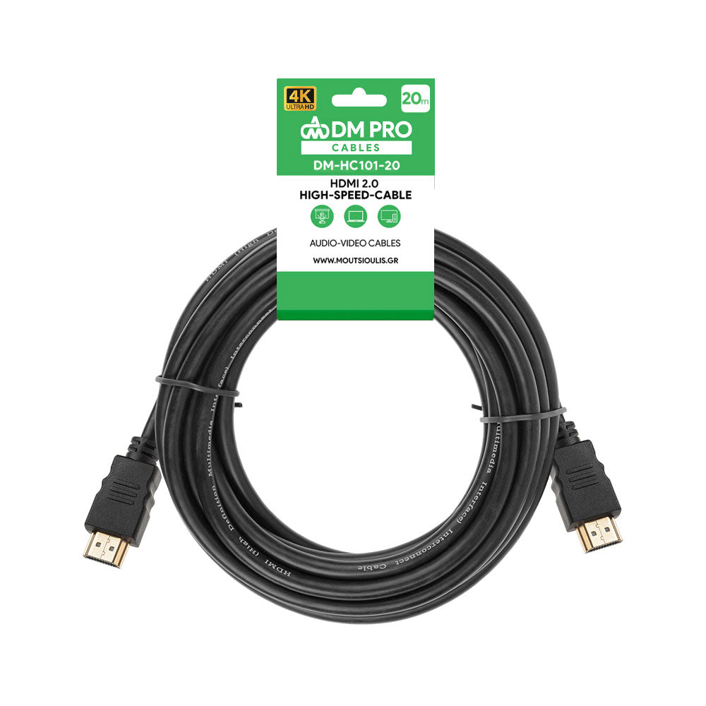 Καλώδιο HDMI 2.0 20m 4K μαύρο DM PRO