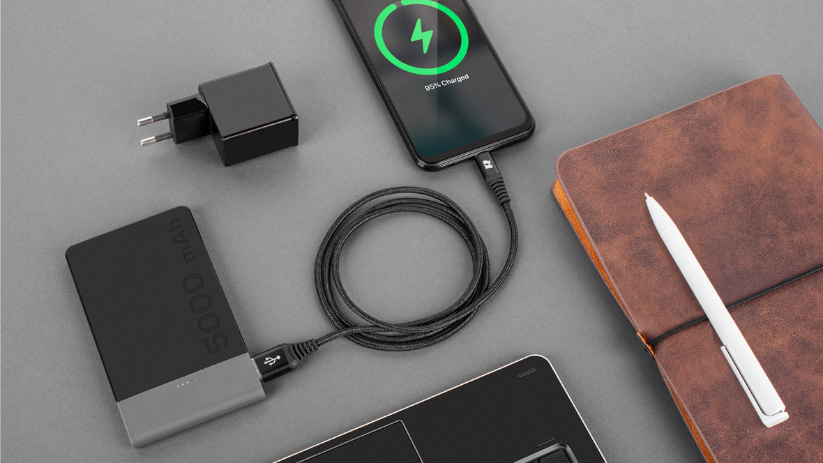 Καλώδιο USB - Lightning 1m Rebel μαύρο
