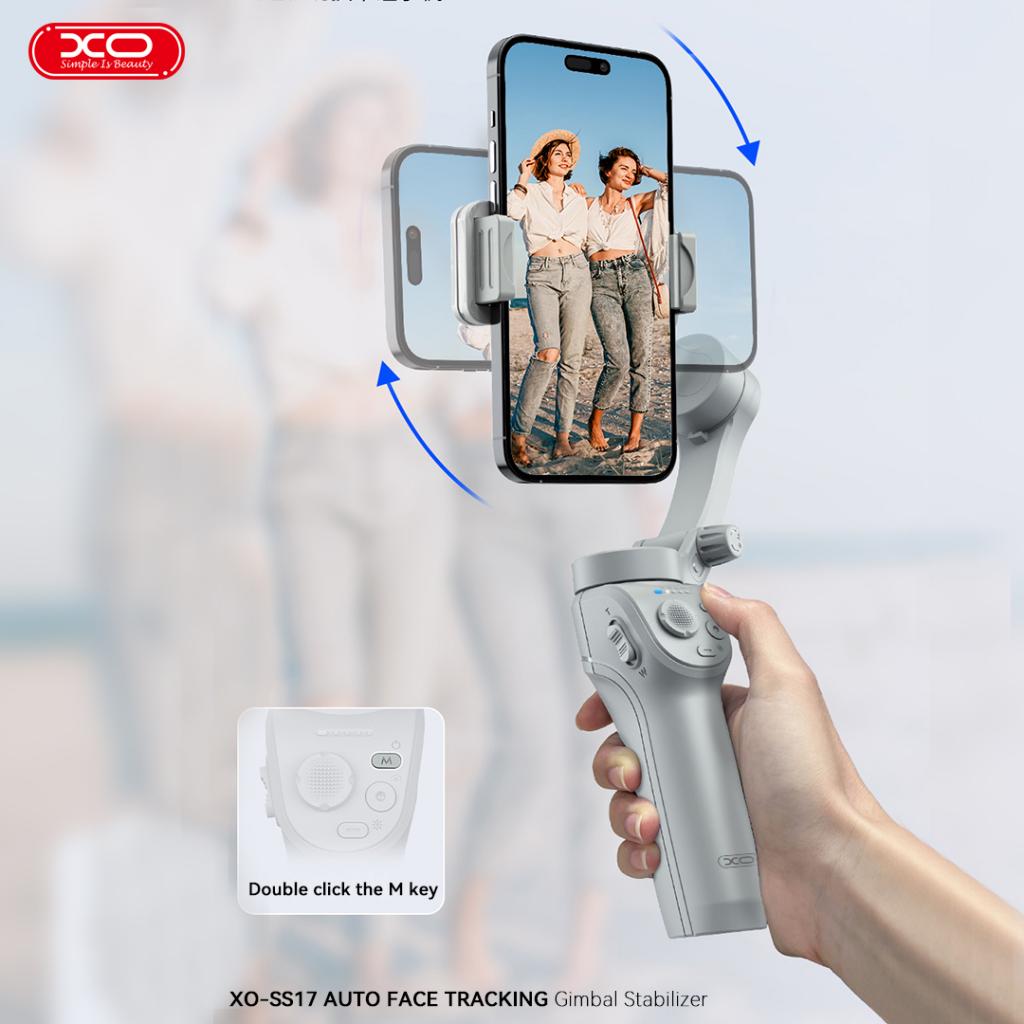 XO SS17 Smart Gimbal & 3-Axis Stabilizer for Mobile Phones with Tripod & Bluetooth – Gray
