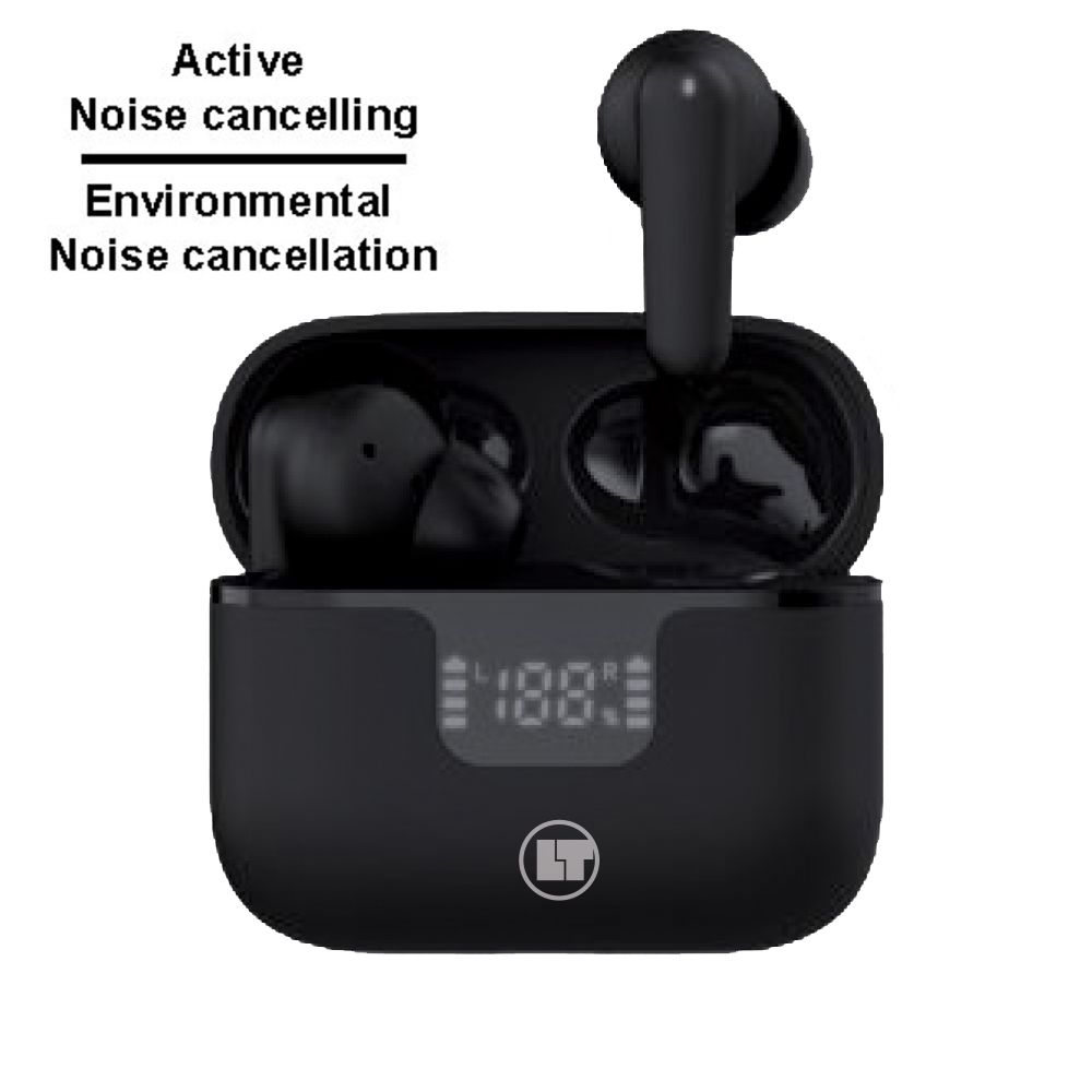 LAMTECH BT v6.0 EARBUDS ANC & 4MIC ENC WITH LED CHARGING CASE BLACK