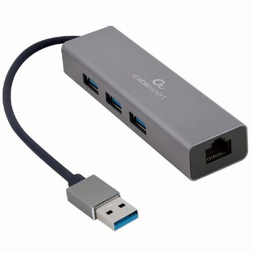 CABLEXPERT USB AM GIGABIT NETWORK ADAPTER WITH 3-PORT USB 3.2 HUB