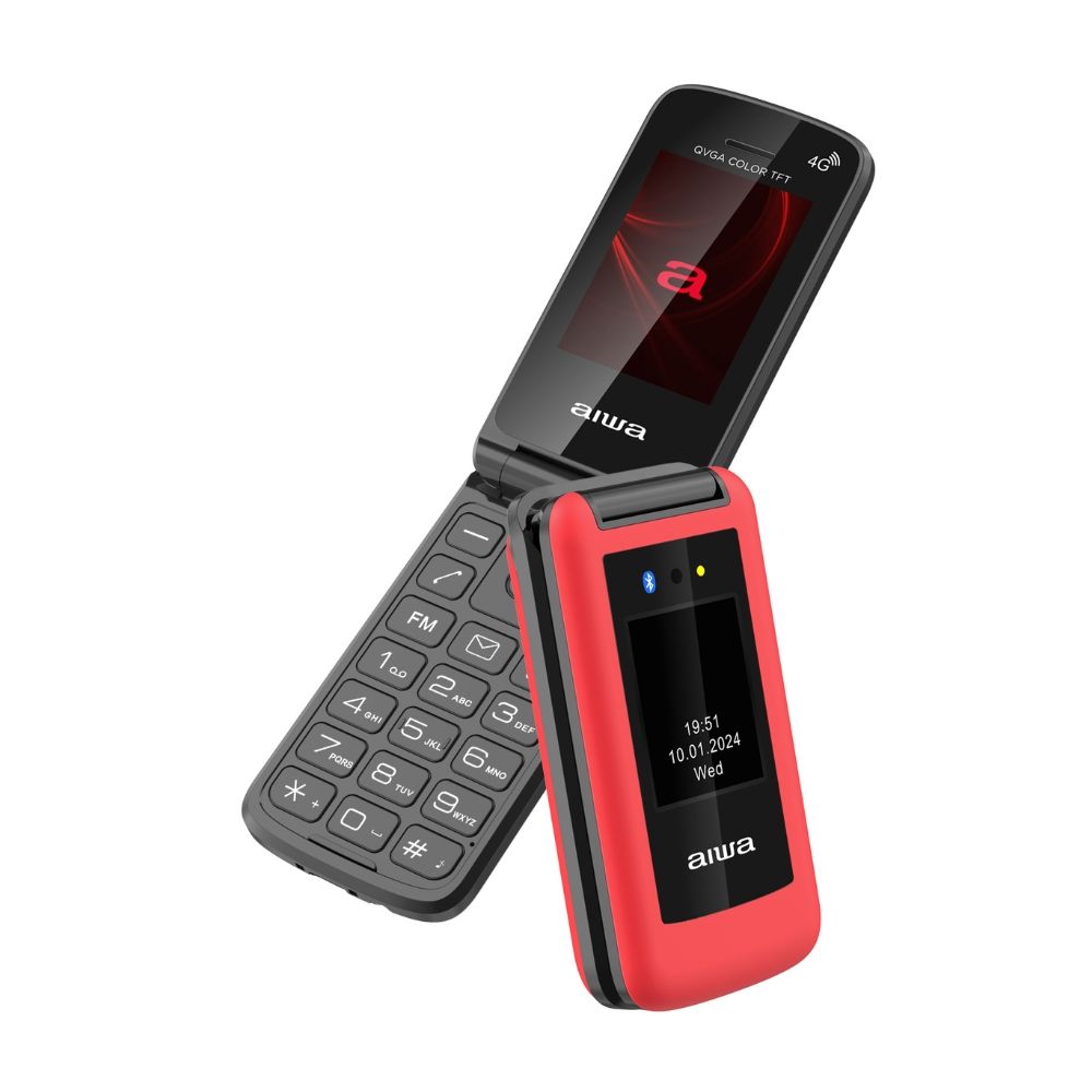AIWA SLIM BT CLAMSHELL 4G FLIP-STYLE DUAL SIM PHONE RED