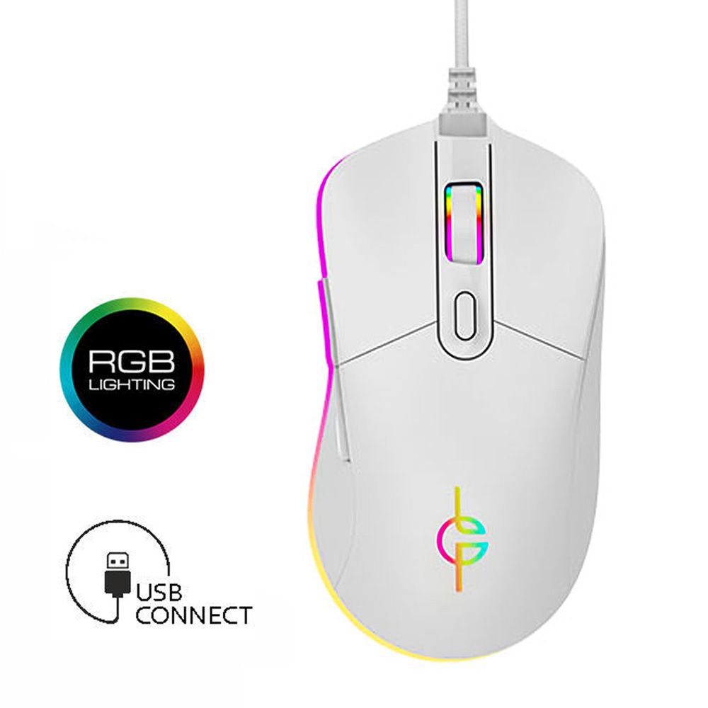 LAMTECH RGB GAMING MOUSE 6400DPI WHITE 'WHITE MOON'