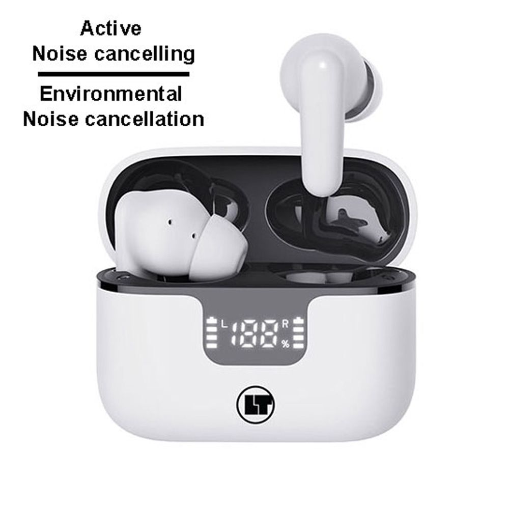 LAMTECH BT v6.0 EARBUDS ANC & 4MIC ENC WITH LED CHARGING CASE WHITE