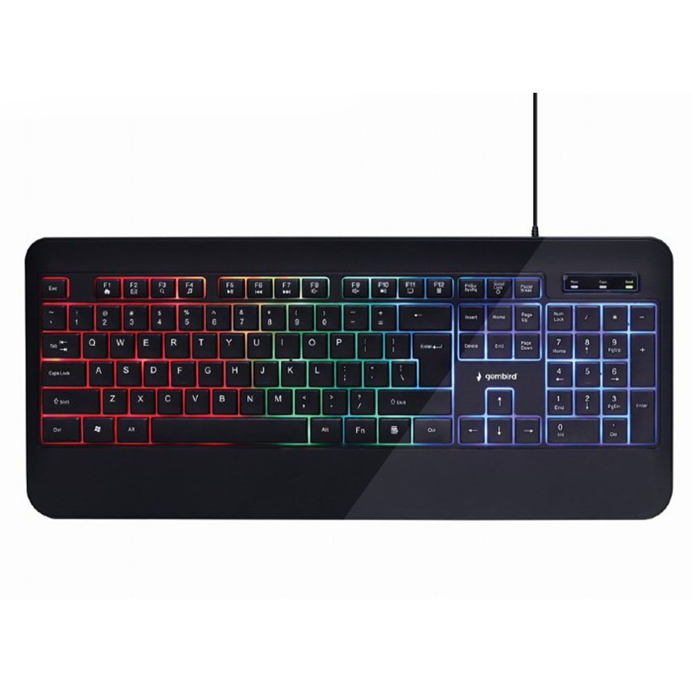 GEMBIRD SLIM RAINBOW BACKLIGHT MULTIMEDIA KEYBOARD US LAYOUT BLACK