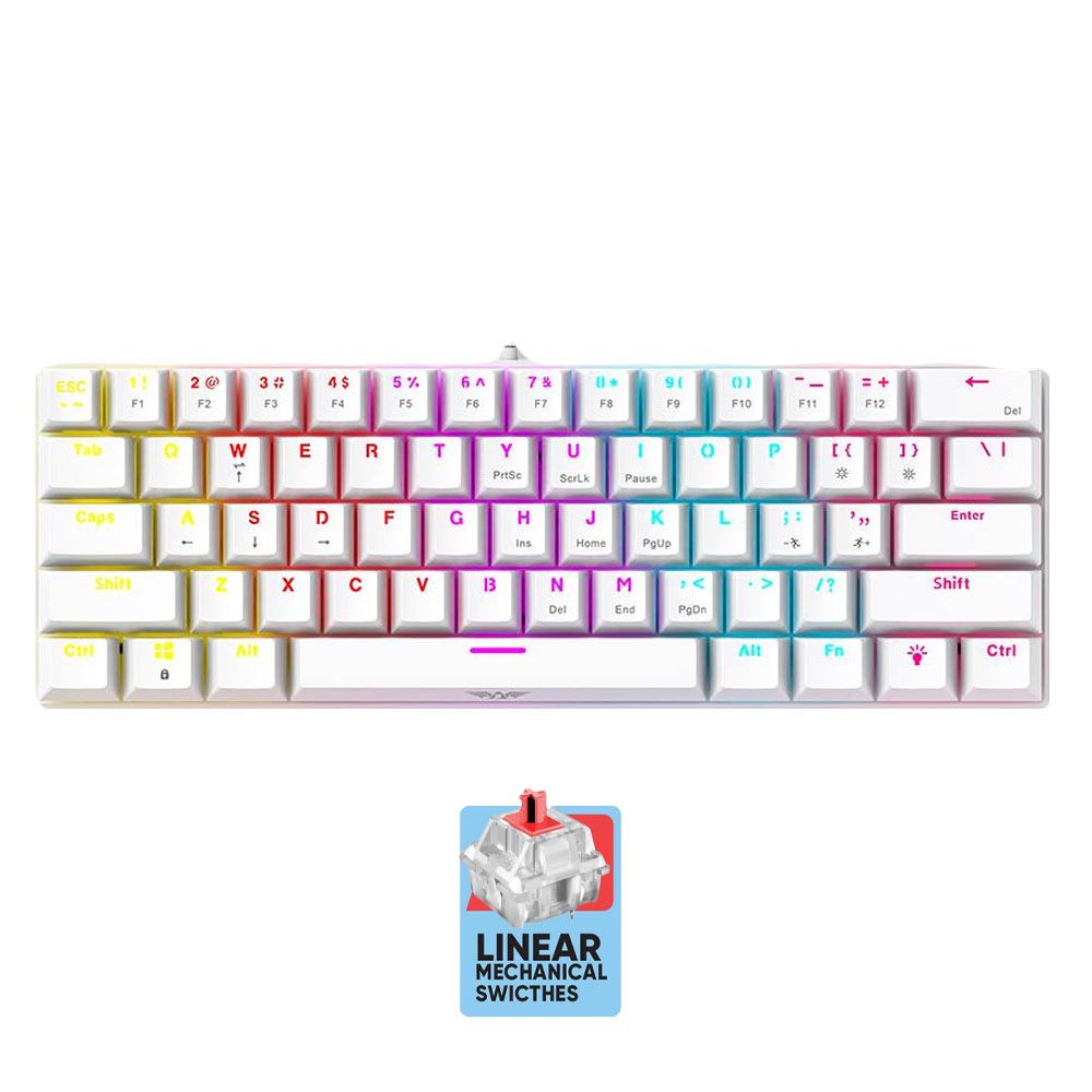 ARMAGGEDDON 61-KEYS WIRED MECH KEYBOARD RED.SW. MKA-1C CORE LINEAR WHITE