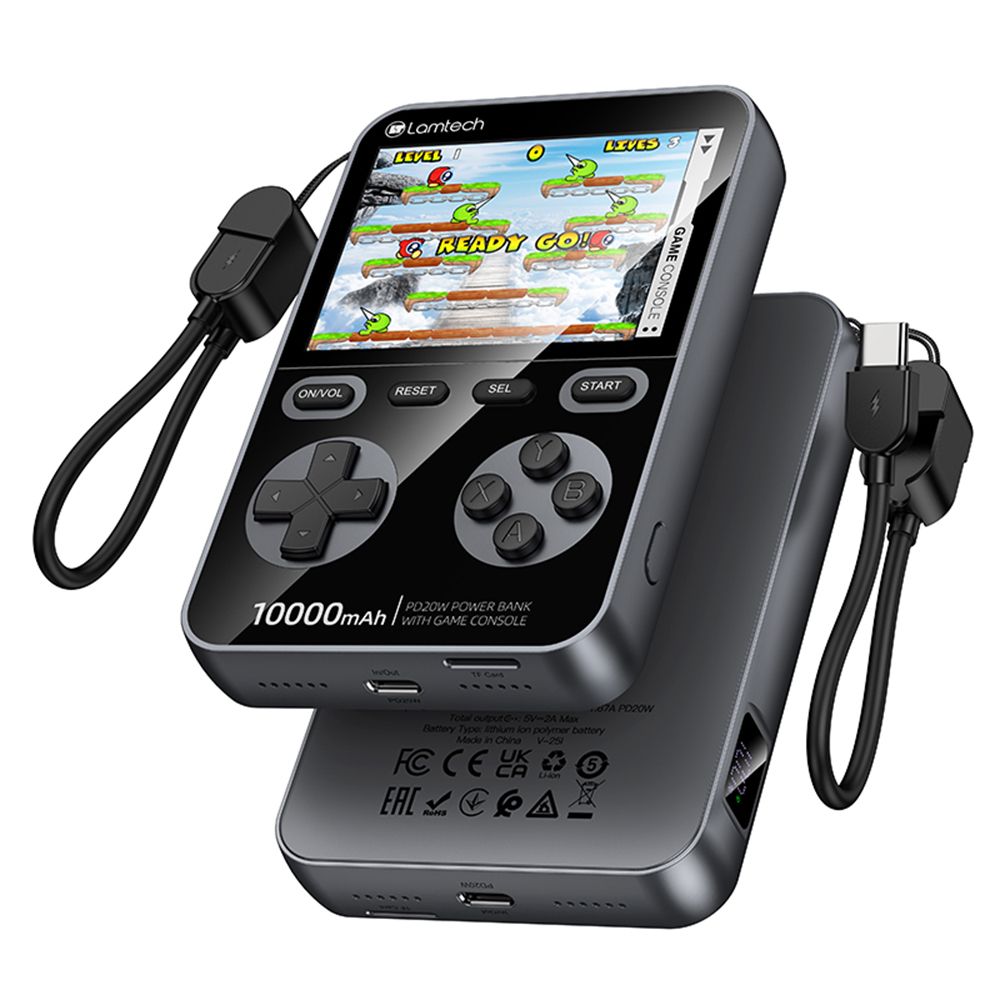 LAMTECH GAME CONSOLE WITH 1500 GAMES & POWERBANK 10000MAH BLACK