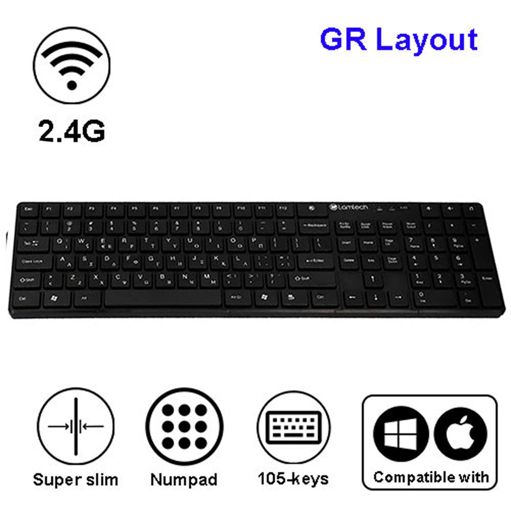 LAMTECH 2.4G WIRELESS FULL SIZE  KEYBOARD 105 KEYS GR LAYOUT BLACK