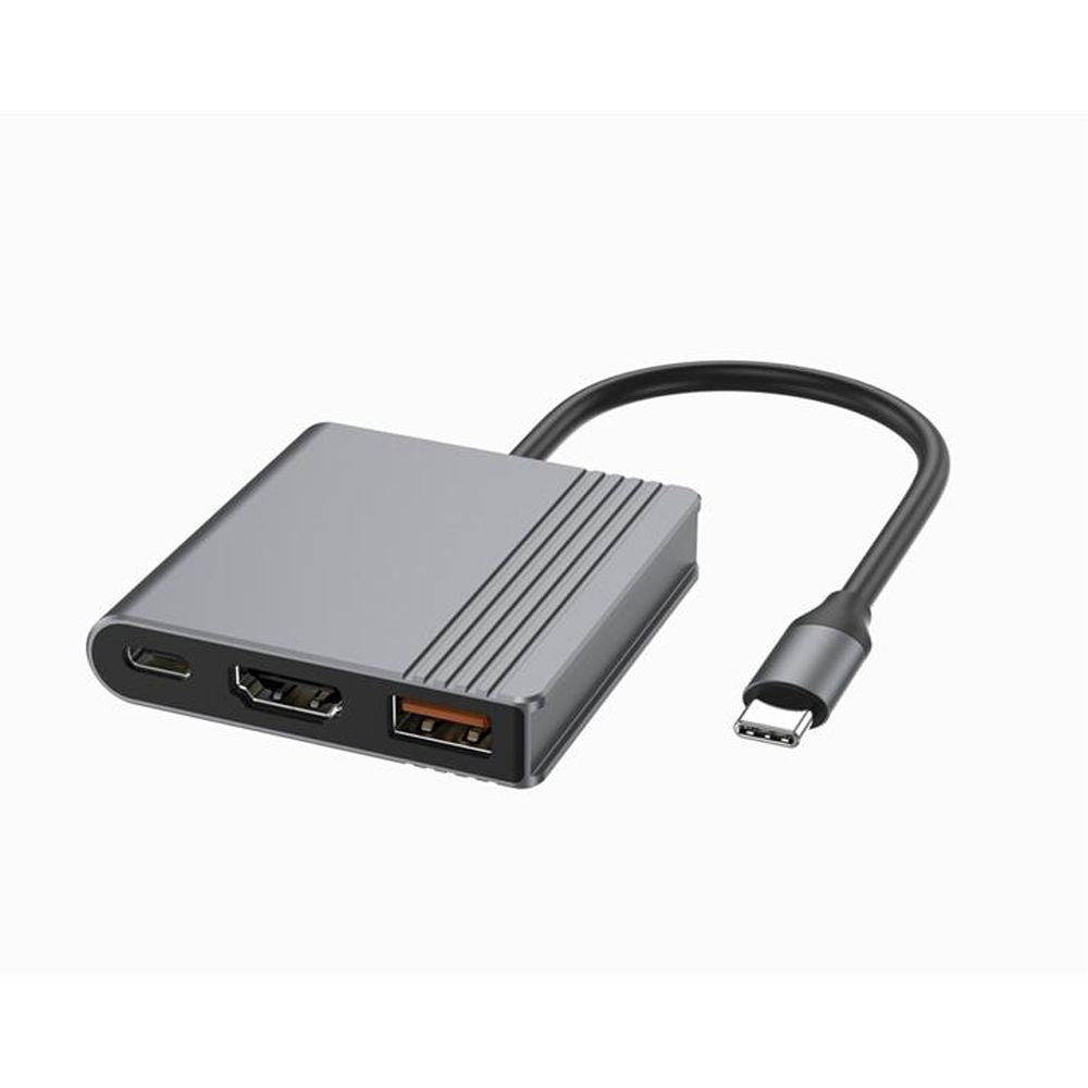 CABLEXPERT TYPE-C 3IN1 MULTI-PORT ADAPTER (USB PORT+HDMI+TYPE-C VIDEO) SPACE GREY
